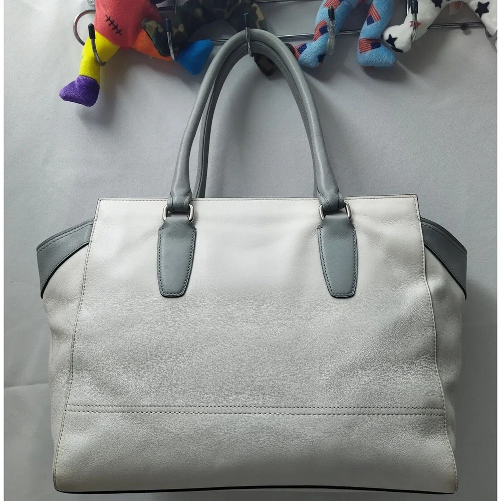 Coach Legacy Colorblock Candace Cream Leather Carryall Satchel Shoulder Bag
